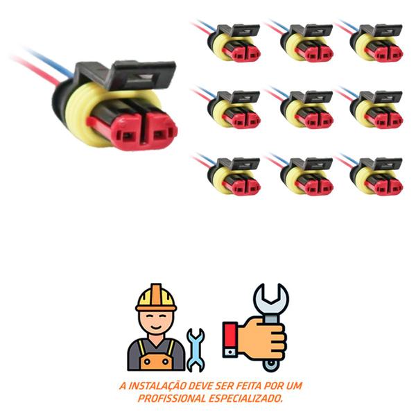 Imagem de 10 Conector Chicote Lanterna LED Lateral Guerra 2 vias