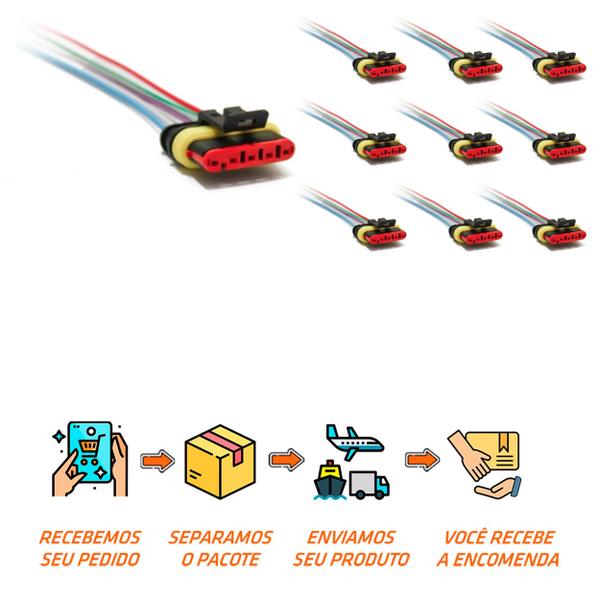 Imagem de 10 Conector Chicote Lanterna LED Lateral Guerra 5 vias