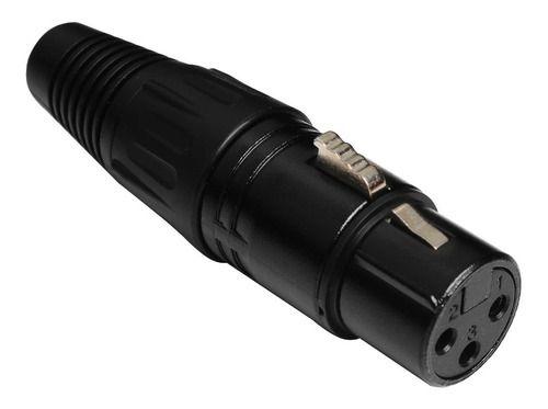 Imagem de 10 Conector Xlr Canon Fêmea Metal Mic Dmx Preto Pro Luminos