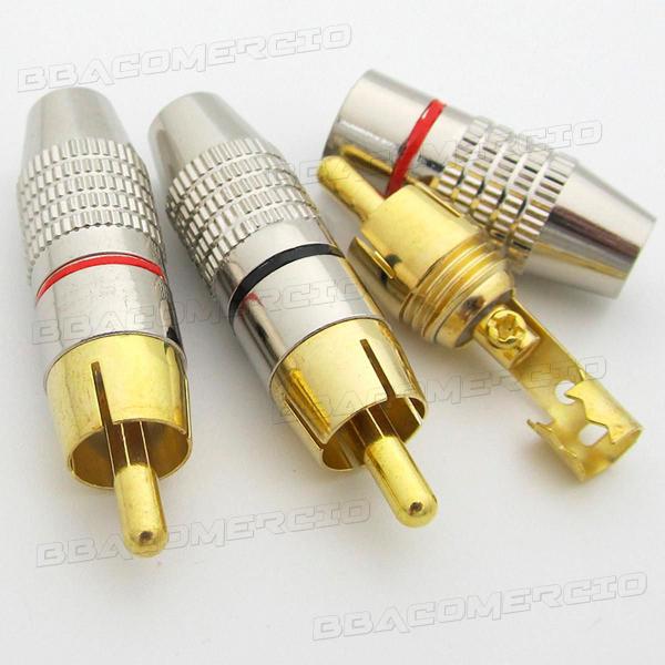 Imagem de 10 Conectores Plug de RCA Macho Qualidade Metal Reforçado