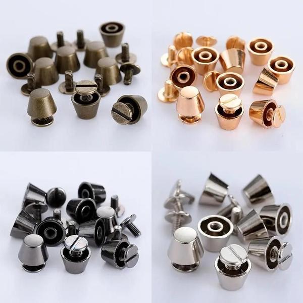 Imagem de 10/conjunto 10/12mm Diy Cinta Rebites Parafuso Balde Cúpula Parafuso De Cabeça Plana Punk Metal Para