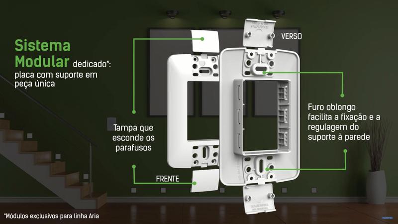 Imagem de 10 Conjunto Tomada 20A Tramontina Simples  250v 2P+T Aria Branca parafuso oculto