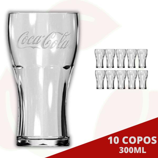 Imagem de 10 Copo Coca-Cola Contour 300ML Suco Água Refresco Nadir