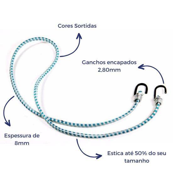 Imagem de 10 Cordas Elásticas Grossas Ganchos de Ferro 1,0 metro