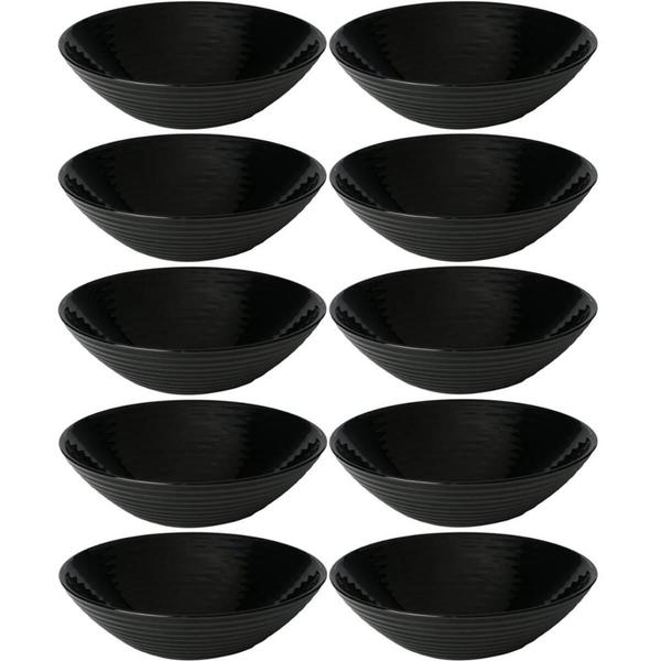 Imagem de 10 Cumbucas Harena Black 370ml de Vidro Opalino 16cm Bowl Lyor para Servir Mesa Posta