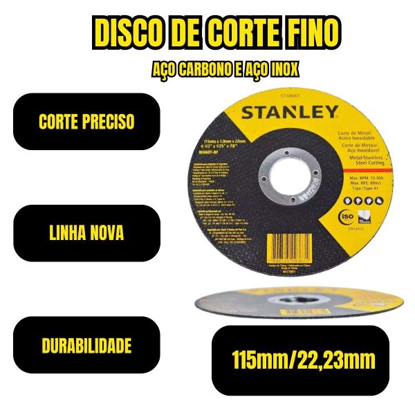 Imagem de 10 Disco Corte Fino Metais Aço Inox 4.1/2x 1mm X7/8 Stanley