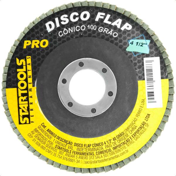 Imagem de 10 Disco Flap Para Lixadeira Cônico 4 1/2 100 Grão Startools