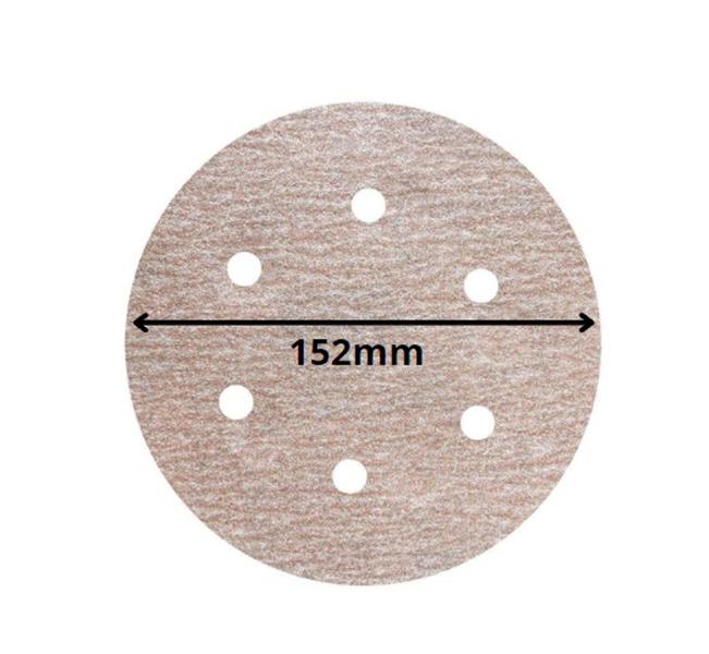 Imagem de 10 Discos De Lixa A275 150mm com  6 Furos Lixadeira Roto Orbital  - Grão 80  