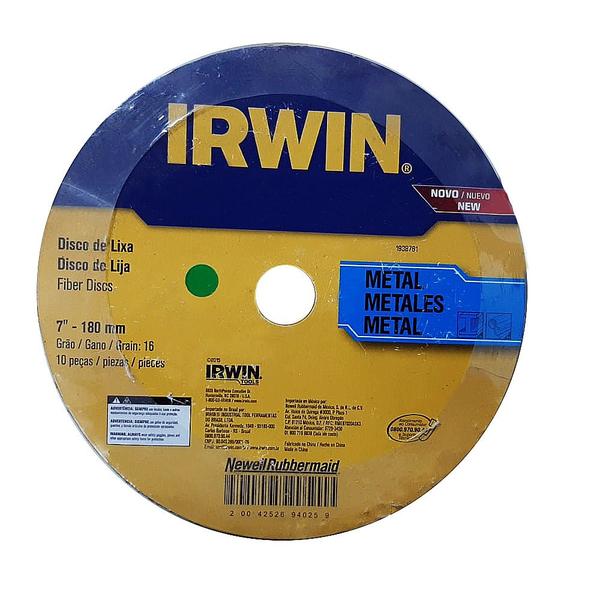 Imagem de 10 Discos De Lixa Fibra Metal 7'' Grão 16 Irwin - 1938761