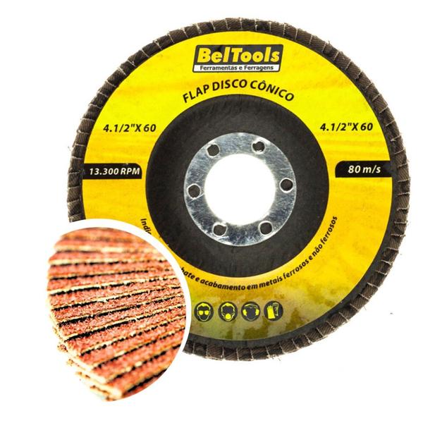 Imagem de 10 Discos Lixa Flap 4.1/2 Grão 60  Classic Basic Beltools