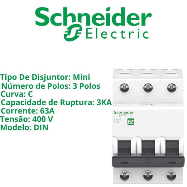 Imagem de 10 Disjuntores Schneider 63A 3P Curva C Automático 415V