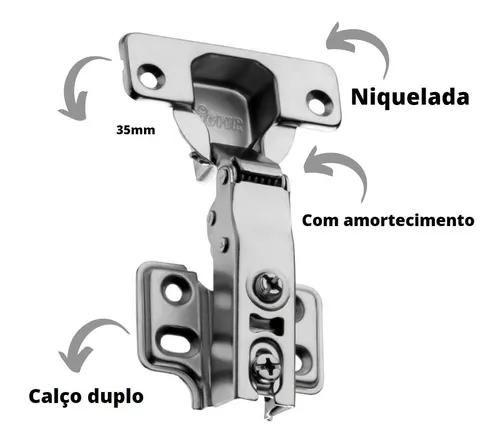 Imagem de 10 Dobradiça 35 Amortecimento Baixa/RETA Calço Slide On (Removível) 