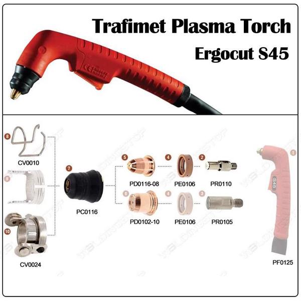 Imagem de 10 Eletrodos Plasma PR0110 Trafimet S25 S25K S45 ESAB LP3537