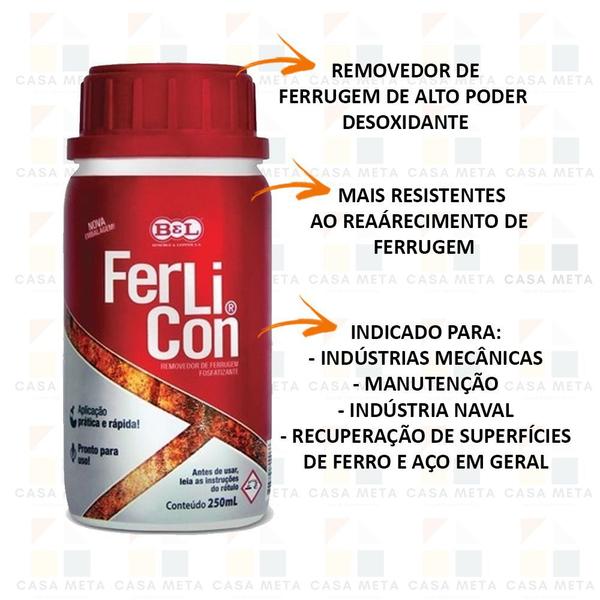 Imagem de 10 Ferlicon Removedor Ferrugem E Preparação Metálico 250ml