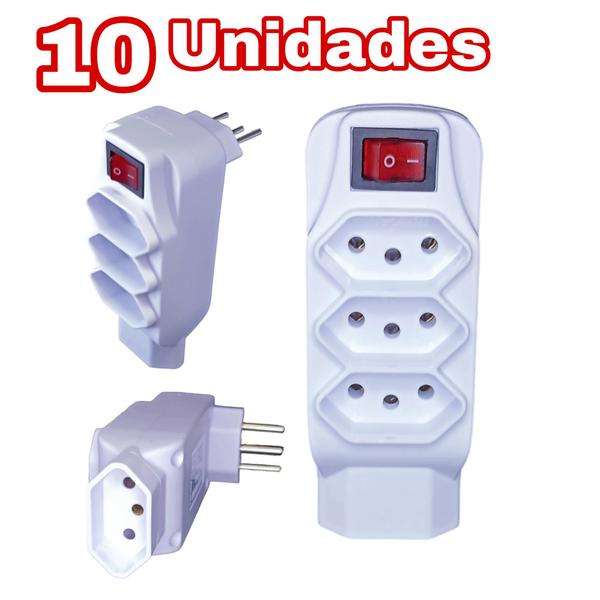 Imagem de 10 Filtro De Linha Inteligente 4 Tomadas Adaptador 10 Amperes Bivolt