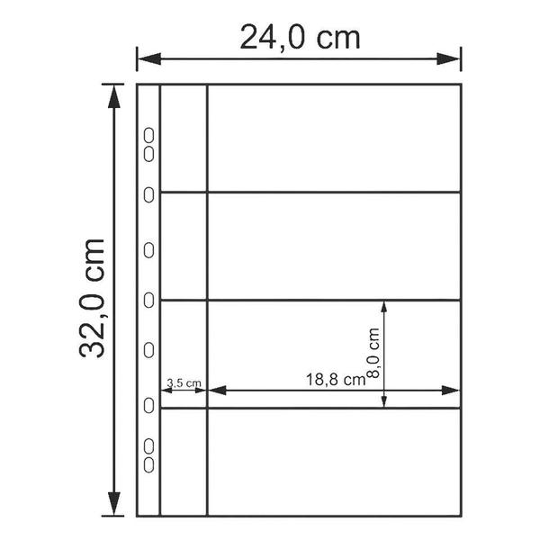 Imagem de 10 Folhas Cédulas Acetato 4 Divisões 32X24Cm Com Bolso