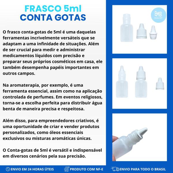 Imagem de 10 Frascos Contas Gotas De Plástico Com Tampa Lacre 5ml