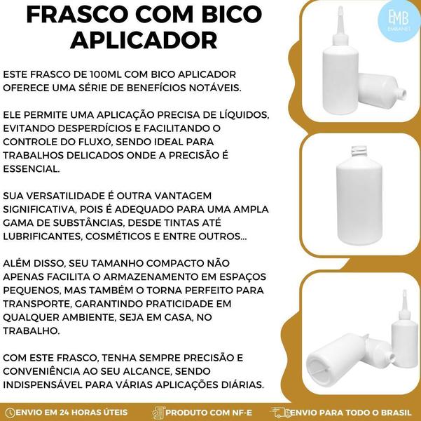 Imagem de 10 Frascos Plásticos 100Ml Com Bico Aplicador Para Tinta