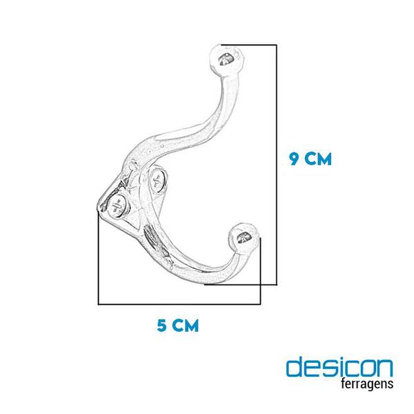 Imagem de 10 Gancho Cabide Parede Grande Duplo Vertical com Parafuso