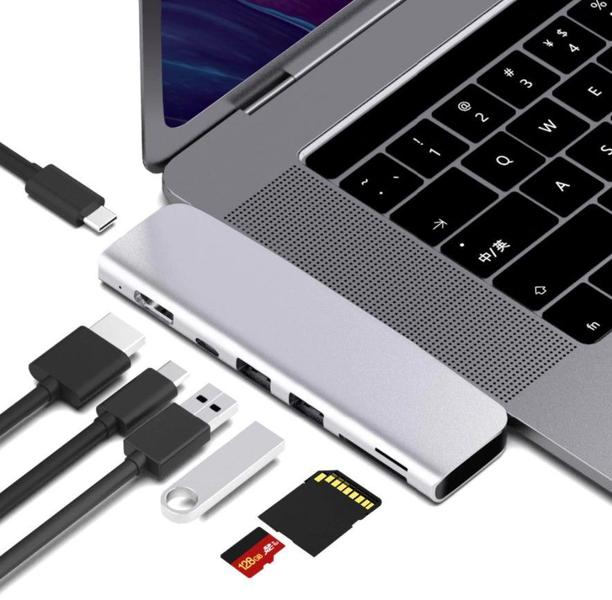 Imagem de 10 Hubs Adaptador 7 em 1 USB-C HDMI 4k Thunderbolt MacBook