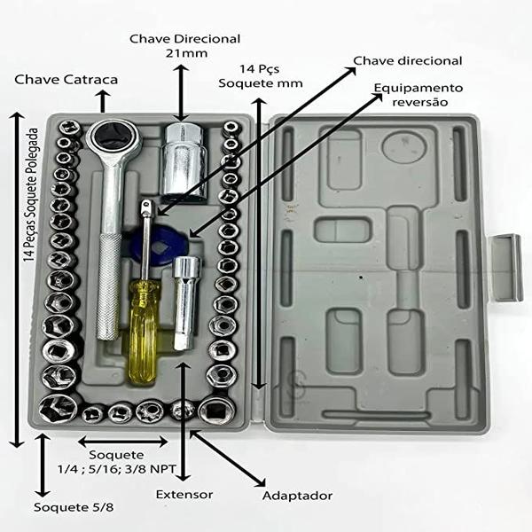 Imagem de 10 Kit Completo De Chaves Canhão Portatil Util 40pç Lwj-138