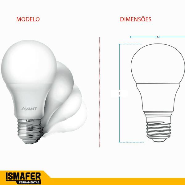 Imagem de 10 Lâmpadas Led 9w Bulbo Avant 6500k Branco Frio Luz Branca