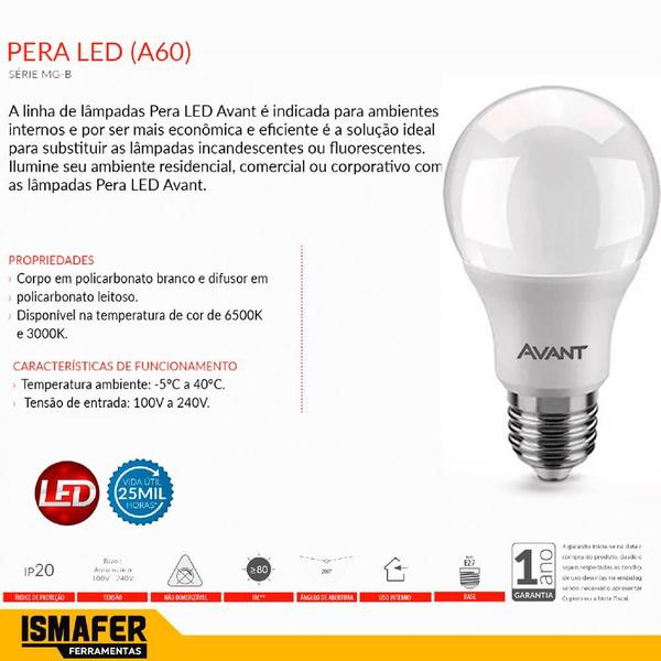 Imagem de 10 Lâmpadas Led 9w Bulbo Avant 6500k Branco Frio Luz Branca