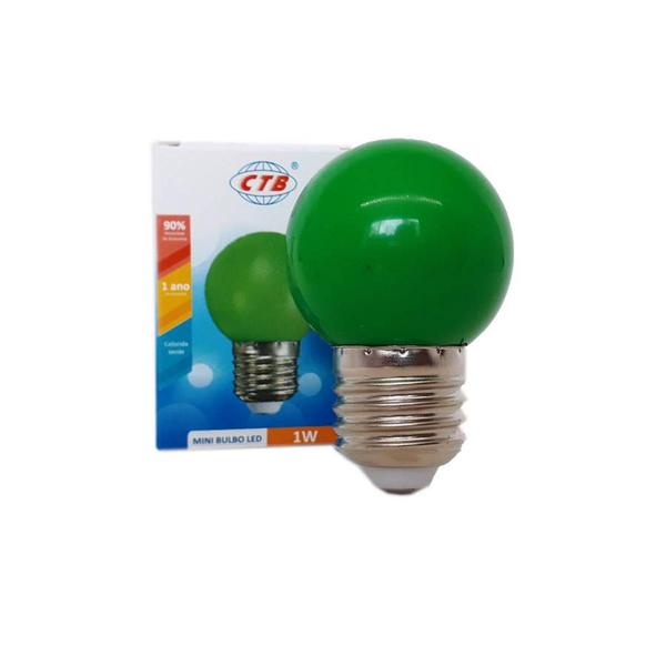 Imagem de 10 Lâmpadas LED Bolinha COLOR 1W 127V E27 - VERDE - CTB