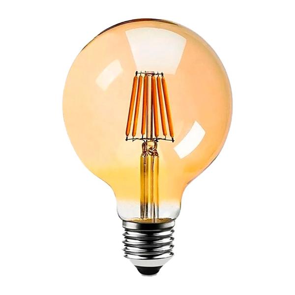 Imagem de 10 Lâmpadas LED Filamento G80 Âmbar 4W E27 Saime Vintage