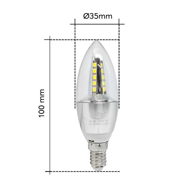 Imagem de 10 Lâmpadas Vela LED Clara 4W Bivolt E14 - Luz Branca Quente/3000K - P/ Lustres