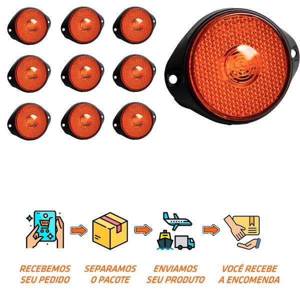 Imagem de 10 Lanterna Frontal Noma LED Âmbar 65mm c/ Suporte - Fio