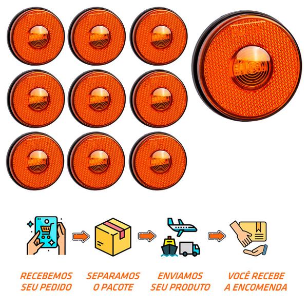 Imagem de 10 Lanterna Lateral Randon LED Âmbar 85mm Saída Conector