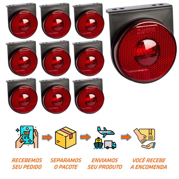 Imagem de 10 Lanterna Lateral Randon LED Rubi 85mm c/ Sup. - Conect.