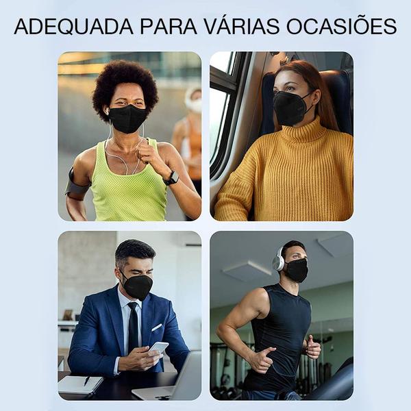 10 Máscara Não Reutilizáveis PFF2 KN95 Pretas Para Proteção - Máscara Descartável Imagem de 10 Máscara Não Reutilizáveis PFF2 KN95 Pretas Para Proteção