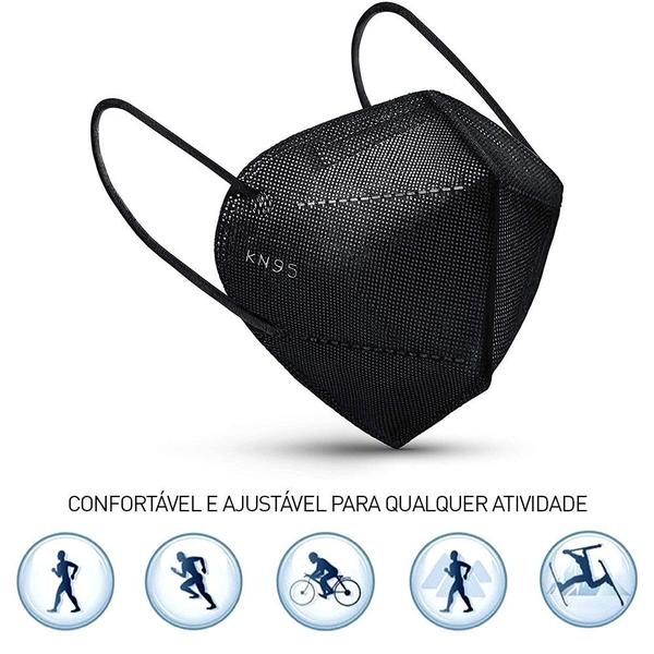 10 Máscaras Descartáveis Preta KN95 WWDoll 5 Camadas Anvisa Imagem de 10 Máscaras Descartáveis Preta KN95 WWDoll 5 Camadas Anvisa