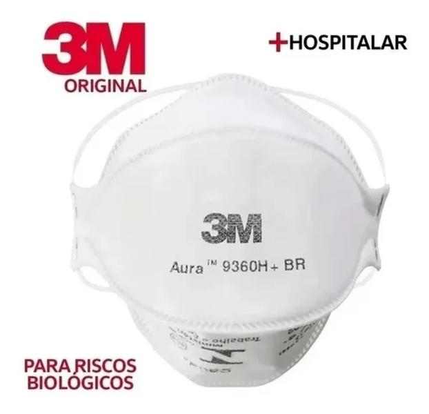 Imagem de 10 Máscaras Pff2 N95 Autêntico Aura 9360h+br Hospitalar 3m