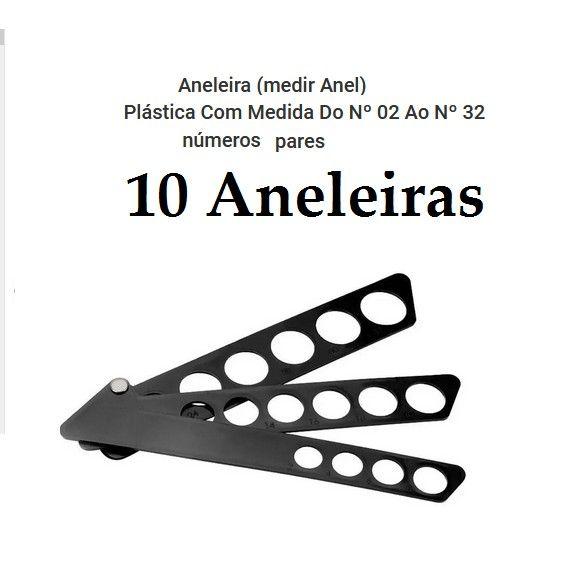 Imagem de 10 Medidores Aneleira (medir Anel) Plástica Com Medida Do Nº 02 Ao Nº 32 números pares Medidas nacional Brasil