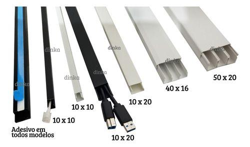 Imagem de 10 Metros Canaleta Preta 20x10mm Protege Cabo Organiza Fio