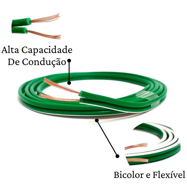 Imagem de 10 Metros Fio Alto Falante Verde 2x0,75mm Emborrachado Som Automotivo 10m Paralelo Flexível