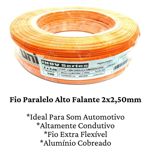 10 Metros Fio Paralelo Automotivo 2x2,50mm 2x12 Laranja Alto Falante Som De Carro Ambiente Instalação - UNIQ CABLE Imagem de 10 Metros Fio Paralelo Automotivo 2x2,50mm 2x12 Laranja Alto Falante Som De Carro Ambiente Instalação