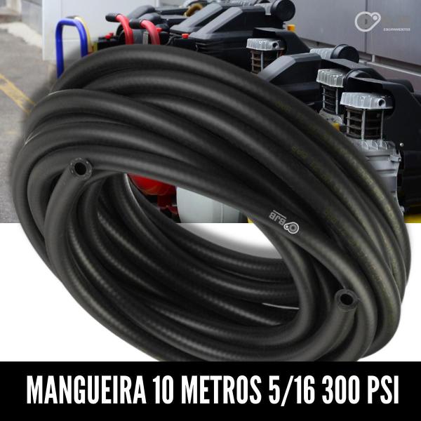 Imagem de 10 Metros Mangueira 5/16 Preta  Para Compressor