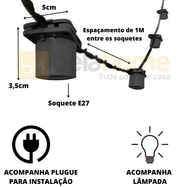 10 Metros Varal De Luzes Festão Natal C/ Lâmpadas Bolinha Led G45 - Bela Home Imagem de 10 Metros Varal De Luzes Festão Natal C/ Lâmpadas Bolinha Led G45