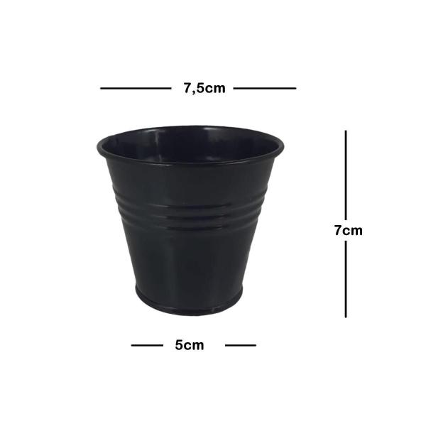 Imagem de 10 Mini Vaso Cachepot Metal Decoração Festas Preto 7,5Cm