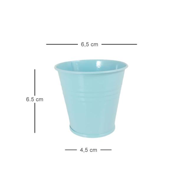 Imagem de 10 Mini vaso cachepot metal decorativo balde festa azul tur