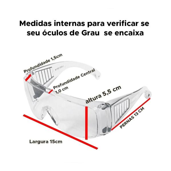 Imagem de 10 óculos Proteção Epi Segurança Sobrepor Incolor Anti Risco