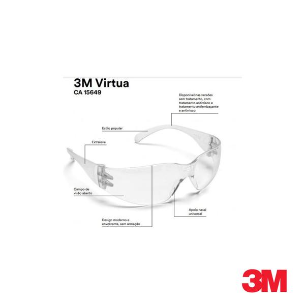 10 Óculos Segurança 3M Virtua Incolor Anti Risco Proteção - Loja Secom Imagem de 10 Óculos Segurança 3M Virtua Incolor Anti Risco Proteção