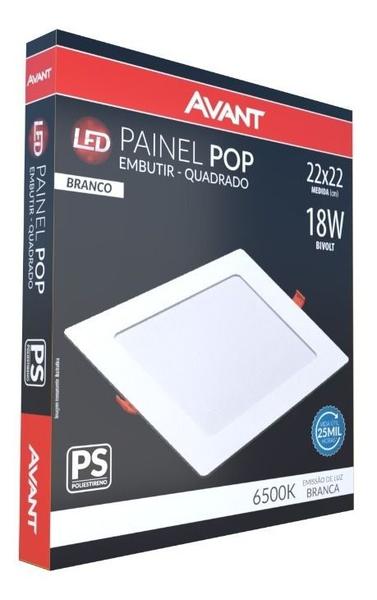 Imagem de 10 Painel Plafon Embutir Quadrado 18w Branco Frio 6500k Ps