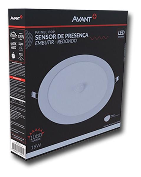 Imagem de 10 Painel Pop Sensor Redondo Embutir 18w Bivolt 6500k Avant