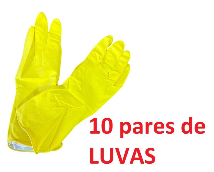 Imagem de 10 Pares de Luvas Látex Amarela para limpeza multiuso