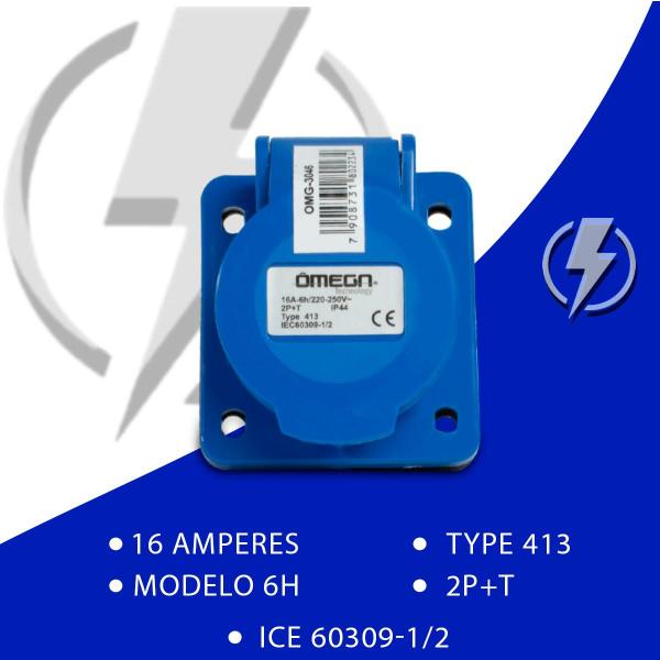 Imagem de 10 Pcs Tomada Embutir 2P+T 16A 6H 220/250V Azul OMG-3046